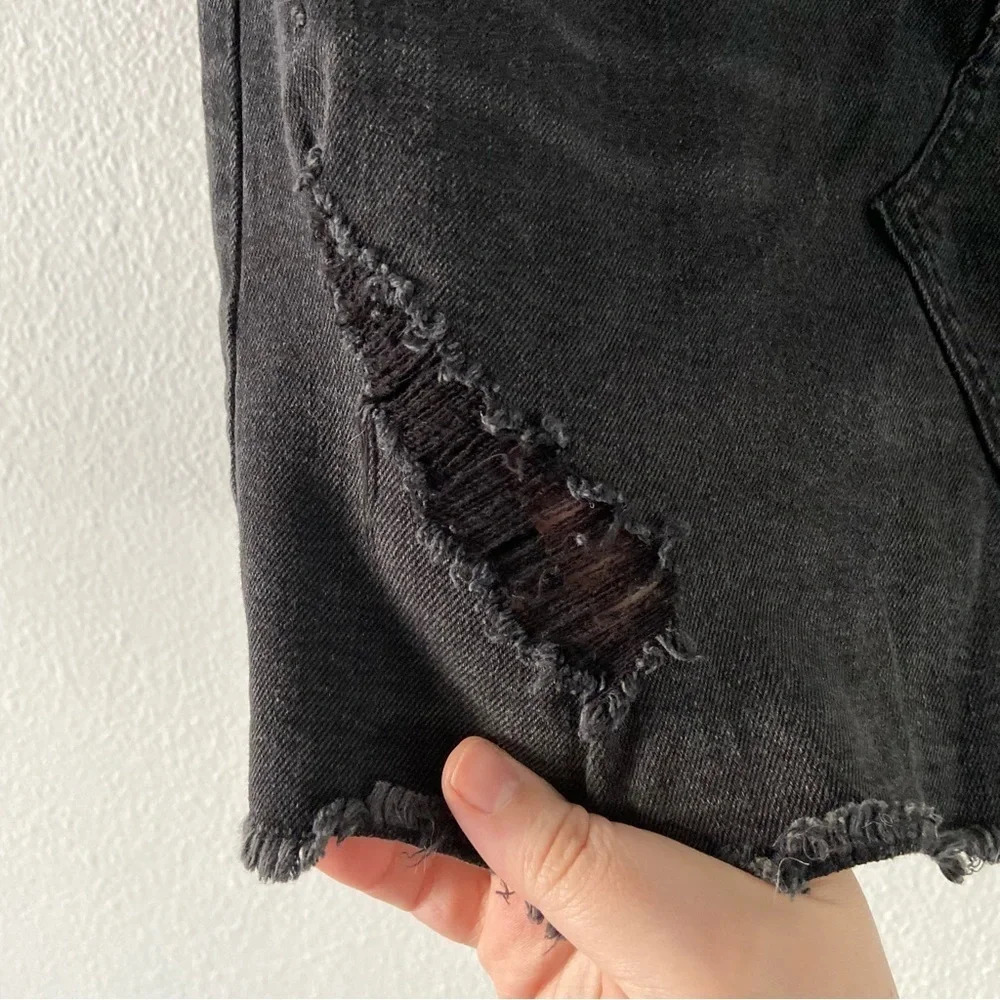 Distressed Denim Skirt Black Mini Skirt Deconstructed Size 2 Wild Fable - Picture 6 of 15